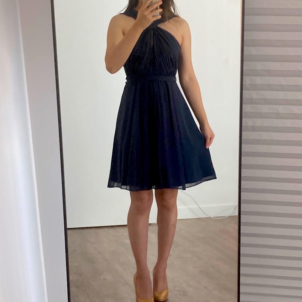 {Ann Taylor} Navy Blue Silk Dress 00P